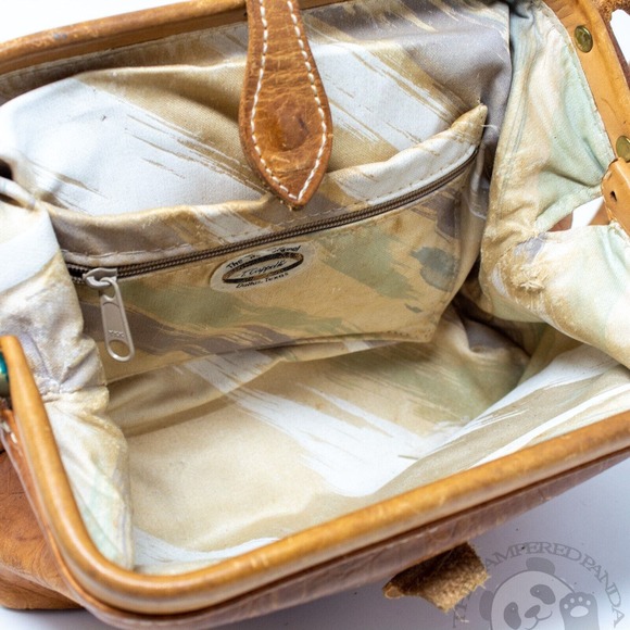 T Cappelli Southwest Plano Texas Caramel Brown Alligator Leather Satchel Handbag - Picture 6 of 8